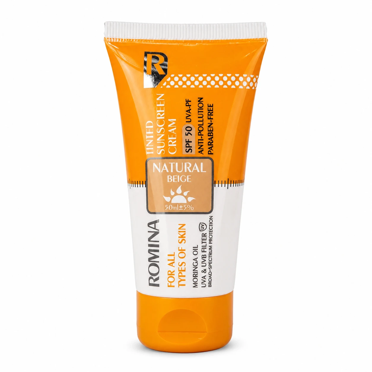 کرم-ضدافتاب-رنگی-طبیعی-50.webp کرم ضد آفتاب رنگی طبیعی SPF50 حجم 50 میل رومینا - تصویر 1